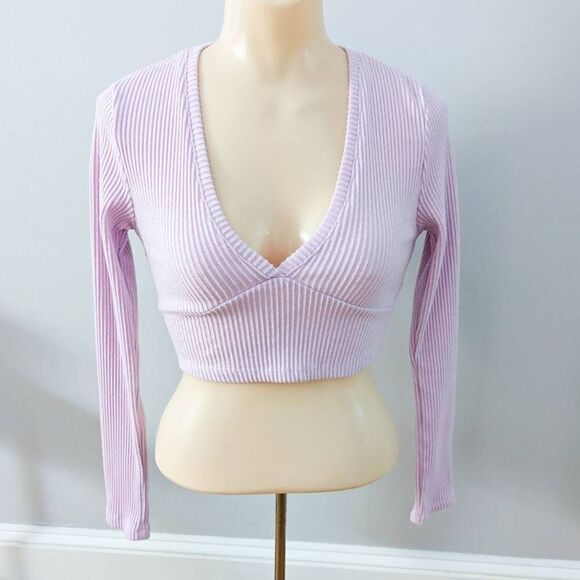 Wild Fable Women's Long Sleeve Cozy Crop Ribbed Top - Picture 2 of 5